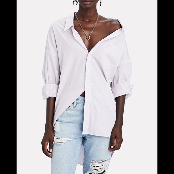 R13 Drop Neck Oxford Shirt purple and 